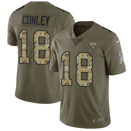 Nike Jacksonville Jaguars #18 Chris Conley Olive Camo Men Stitched NFL Limited 2017 Salute To Service Jersey